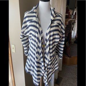 Maurice’s Navy Striped 3/4 Sleeve Hooded Cardigan